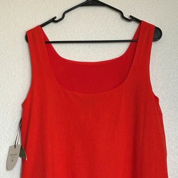 Kate Spade for Target Vibrant Red Scalloped Linen Dress Womens S Oversized NWT - Picture 3 of 13
